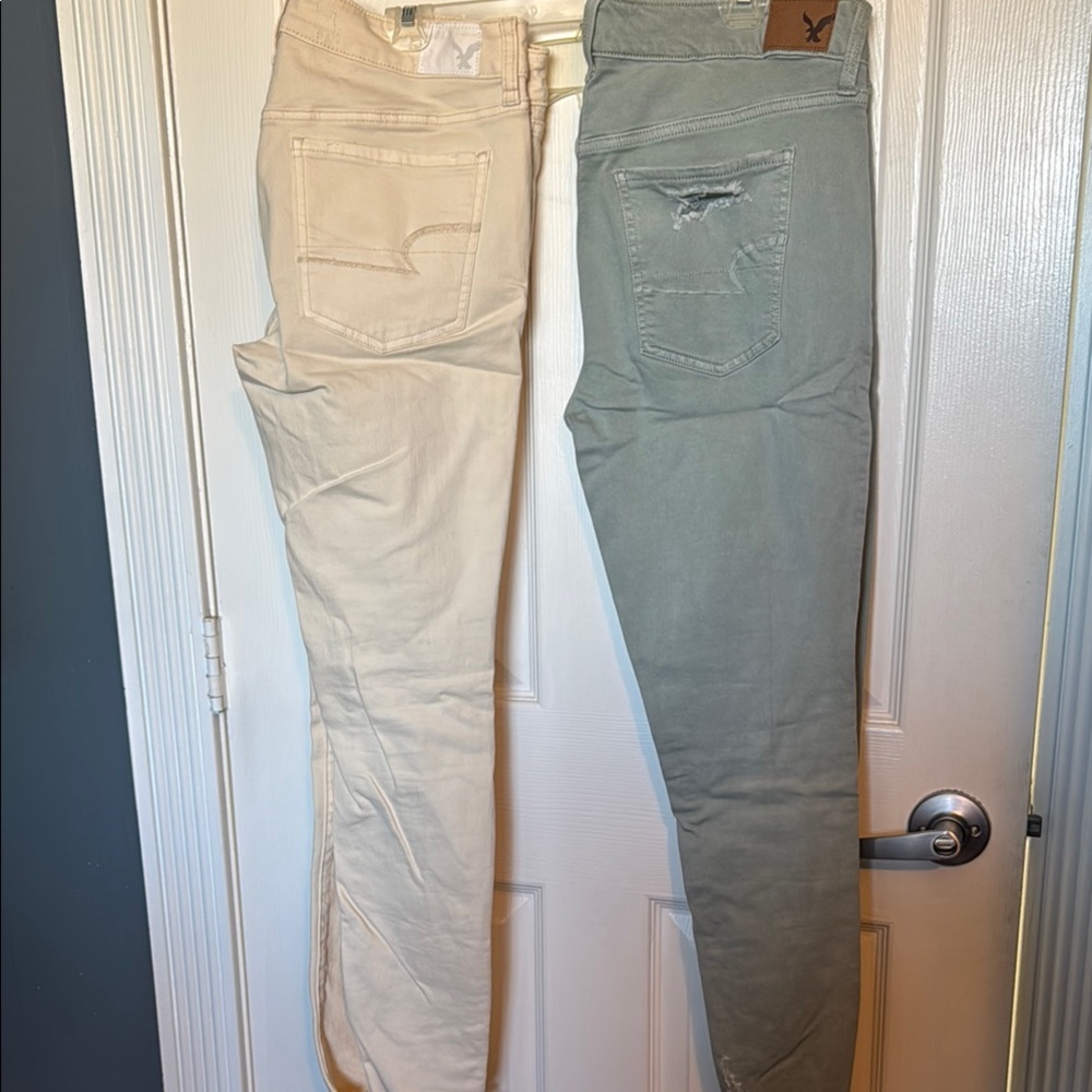 American Eagle Outfitters Cream and Gray Jeggings